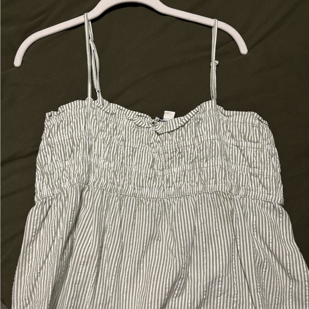 American Eagle Outfitters White and Gray Striped Camisole